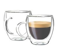 Youngever 2 Paquetes 165ML Tazas de Espresso, Vasos de Café Doble, Tazas de Café de Vidrio