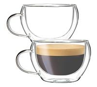 Youngever 2 Paquetes 165ML Tazas de Espresso, Vasos de Café Doble, Tazas de Café de Vidrio