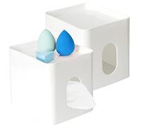 Youngever 2 Paquetes Cajas de Pañuelos de Plástico, Caja de Servilletas (White Open Lids)