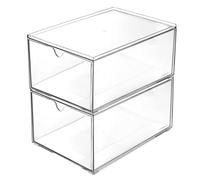 Youngever 2 Paquetes Cajones organizadores apilables, 23 x 16.5 x 10 CM Caja de Almacenamiento Transparente para Cajones de Escritorio