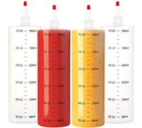 Youngever 4 Paquetes 1000ML Botellas Exprimibles para Condimentos Plástico, Contenedor de Salsa, Exprimir Condimento Botellas