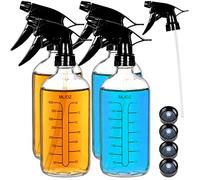 Youngever 4 Paquetes 500ML Botellas de Spray, Botella de Vidrio para Spray, Pulverizador Vidrio (Pulverizador Negro)