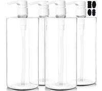 Youngever 4 Paquetes Botellas de Champú Con Bomba 1000ml, Botellas Vacíasde Champú Con Bomba, Botellas de Bomba de Plástico (Blanco Bombas)