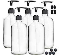 Youngever 5 Paquetes 250ML Dispensador de Jabón de Vidrio, Botella Dispensadora de Bomba de Vidrio, Botella Bomba Vidrio (Clear)