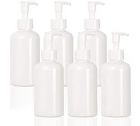 Youngever 6 Paquetes 250ML Botellas de Bomba de Plástico, Botellas de Bomba Rellenables de Plástico con Cierre de Viaje (White)