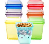 Youngever 7 juegos de vasos de plástico para parfait, vasos de postre de plástico reutilizables con tapas e insertos, vasos de yogur de plástico reutilizables con insertos, a prueba de derrames y