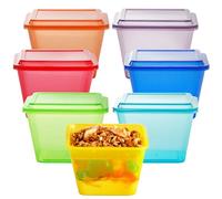 Youngever 7 juegos de vasos de plástico para parfait, vasos de postre de plástico reutilizables con tapas e insertos, vasos de yogur de plástico reutilizables con insertos, a prueba de derrames y