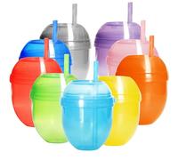 Youngever 9 juegos de vasos de plástico de 7 onzas con popotes, 9 vasos reutilizables para niños pequeños con pajitas en 9 colores surtidos