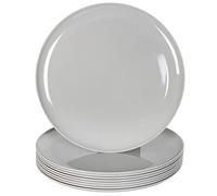 Youngever 9 Paquetes 25CM Platos Grandes de Plástico, Platos de Mesa (Grey)