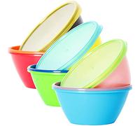 Youngever 9 Paquetes Cuencos con Tapas Plástico 350 ML, Cuencos pare Niños con Tapas, 9 Colores (Rainbow)