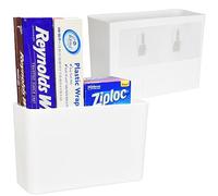 Youngever Organizador de almacenamiento adhesivo de plástico para gabinete, despensa, organizador para bolsa con cierre, envoltura de plástico y papel, papel de aluminio, cepillos de limpieza,