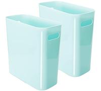 Youngever Paquete de 2 botes de basura delgados de 3 galones, contenedor de basura de plástico, cubo de basura con asas para oficina en casa, sala de estar, sala de estudio, cocina, baño (menta)