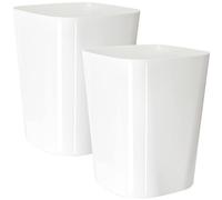 Youngever Paquete de 2 cubos de basura cuadrados de 5.5 L, contenedor de basura de plástico, pequeño cubo de basura para oficina en casa, sala de estar, sala de estudio, cocina, baño (blanco)
