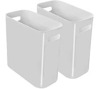 Youngever Paquete de 2 cubos de basura delgados de 10 litros, contenedores de basura de plástico reutilizables, con asas para oficina en casa, sala de estar, sala de estudio, cocina, baño (gris)