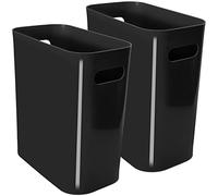 Youngever Paquete de 2 cubos de basura delgados de 10 litros, contenedores de basura de plástico reutilizables, con asas para oficina en casa, sala de estar, sala de estudio, cocina, baño (negro)