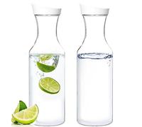 Youngever Paquete de 2 jarras de plástico de 50 onzas, jarra de agua transparente reutilizable, recipientes para bebidas con tapas