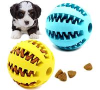 Youngever Paquete de 2 juguetes de bola para perros para limpieza de dientes de mascotas, masticar, buscar, bolas de golosinas dispensadoras de alimentos (pequeño de 2 pulgadas)