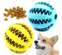 Youngever Paquete de 2 juguetes de bola para perros para limpieza de dientes de mascotas, masticar, buscar, bolas de golosinas dispensadoras de alimentos (grande de 2.75 pulgadas)
