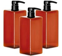 Youngever Paquete de 3 Botellas de Bomba ámbar para champú de 1000 ml (1 litro), Multiusos, Bombas con Cerradura