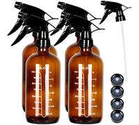 Youngever Paquete de 4 botellas de vidrio vacías de 500 ml con medidas, botellas de spray para soluciones de limpieza y cabello (16 onzas) (ámbar)