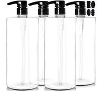 Youngever Paquete de 4 botellas vacías de 1000 ml (1 litro) para champú, dispensador de bomba cilíndrica de plástico