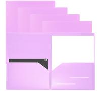 Youngever Paquete de 6 carpetas de plástico resistente con dos bolsillos, carpeta de plástico resistente con 2 bolsillos (malva)