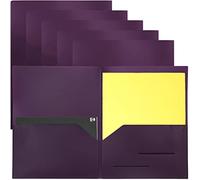 Youngever Paquete de 6 carpetas de plástico resistente de dos bolsillos, carpetas de plástico resistente de 2 bolsillos (morado)