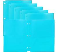Youngever Paquete de 6 carpetas de plástico resistente de dos bolsillos, separadores de carpetas con bolsillo, carpeta perforadora de 3 agujeros con muescas, carpetas de carpetas (verde azulado)