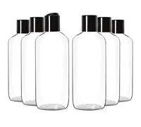 Youngever Paquete de 6 recipientes vacíos de 500 ml con tapa de disco negra, botellas de plástico con tapa abatible superior de disco, botellas de cosméticos recargables, recipientes para apretar