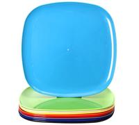 Youngever Paquete de 9 platos de plástico de 12 pulgadas, platos cuadrados grandes, platos de cena, juego de 9 (9 colores arcoíris)