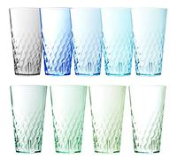 Youngever Paquete de 9 vasos de plástico de 700 ml, vasos de plástico, vasos de café resistentes a la rotura, vasos irrompibles, 9 colores costeros
