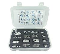 Youngine 16pcs Máquina de coser profesional Pies prensatelas Kit de dobladillo multifunción Repuestos Accesorios para vástago bajo, Hermano, Cantante, Janome, Viking, Toyota, Sencillez, Kenmore