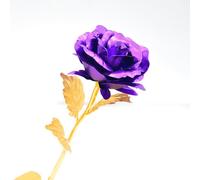 Youngine Creative 24k Gold Foil Rose Flower Full Blossom presenta un regalo romntico para ella con caja artesanal y amor Last Forever (Purple)