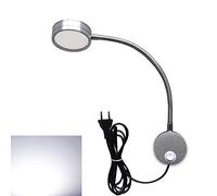 Youngine Lámpara de lectura 5W con enchufe e interruptor de encendido/apagado, Cuello de cisne flexible Luz de lectura LED de cabecera Lámpara de pared de dormitorio, 6000K (Plata - Blanco Frio)
