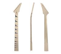 YoungMonic Cuello de guitarra eléctrica de 24 trastes, cuello de arce y diapasón a escala de 25.5 pulgadas con incrustaciones de aleta de tiburón, sin ataduras, tuerca de bloqueo, talón atornillado