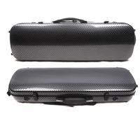 YoungMonic Estuche de violín rectangular de fibra de carbono de tamaño completo 4/4, caja de violín con bloqueo de código, ligera funda de color claro con correa fuerte (negro)