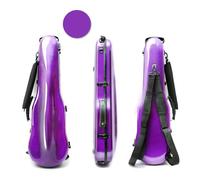 YoungMonic Estuche para violín 4/4 de tamaño completo, fundas de fibra de carbono para violín, correa trasera colorida, luz fuerte que protege el violín, Purple, completo, Estuche para violín