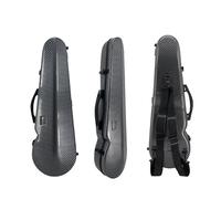 YoungMonic Estuche para violín 4/4, forma triangular, carcasa dura ligera y duradera con higrómetro, soportes para arcos, correas de hombro y correa para el cuello, caja fuerte para violín (negro)