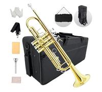 YoungMonic Juego de trompeta estándar Bb para principiantes o estudiantes con funda rígida de transporte, boquilla 7C, paño de limpieza y guantes