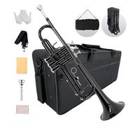 YoungMonic Juego de trompeta estándar Bb para principiantes o estudiantes con funda rígida de transporte, boquilla 7C, paño de limpieza y guantes