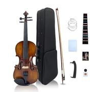 YoungMonic Juego de violín de tamaño 1/2 de madera maciza para principiantes y niños profesionales con puente de arco de violín, 4 cuerdas