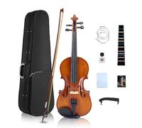 YoungMonic Juego de violín de tamaño 1/2 de madera maciza para principiantes y niños profesionales con puente de arco de violín, 4 cuerdas