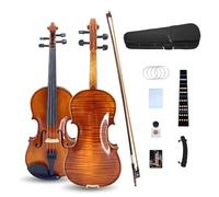 YoungMonic Juego de violín de tamaño 3/4 de madera maciza para principiantes y adultos profesionales con puente de arco de violín, 4 cuerdas