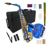 YoungMonic Saxofón alto Mi para adultos y estudiantes, kit para principiantes con boquilla, funda de transporte, correas, 10 varillas