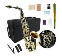 YoungMonic Saxofón alto para principiantes adultos en Mi bemol, kit para principiantes con boquilla, funda de transporte, correas, 10 cañas