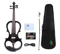 YoungMonic Viola eléctrica negra 4/4, juego de viola silenciosa de tamaño completo para principiantes, adultos y adolescentes, viola de madera maciza con accesorios de ébano, kit de regalo para