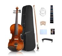 YoungMonic Violines acústicos hechos a mano de 4 cuerdas en tamaños de 1/8 1/4 1/2 4/4 hechos con maderas de abeto de arce con accesorios de ébano y son ideales para kits de violín adecuados para