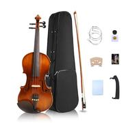 YoungMonic Violines acústicos hechos a mano de 4 cuerdas en tamaños de 1/8 1/4 1/2 4/4 hechos con maderas de abeto de arce con accesorios de ébano y son ideales para kits de violín adecuados para