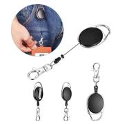 YoungRich 4PCS Retractable Key Chain for Man Woman Key Ring Chain with Belt Clip Extendable Strong Spring Lanyard Reel Badge Holder for Keys