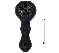 YoungRich Pipa de Silicona Con una cuchara para Fumar,Forma de panal Grueso Tubos de Fumar Pequeña Hermoso Resistente al calor Hecho a Mano pipes Regalo para Padre,Esposo y Colección de Arte(Negro)
